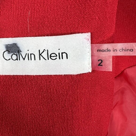 Calvin Klein Women 2 Little Red Dress Sleeveless Pockets Fit & Flare Career Wear - Picture 14 of 16